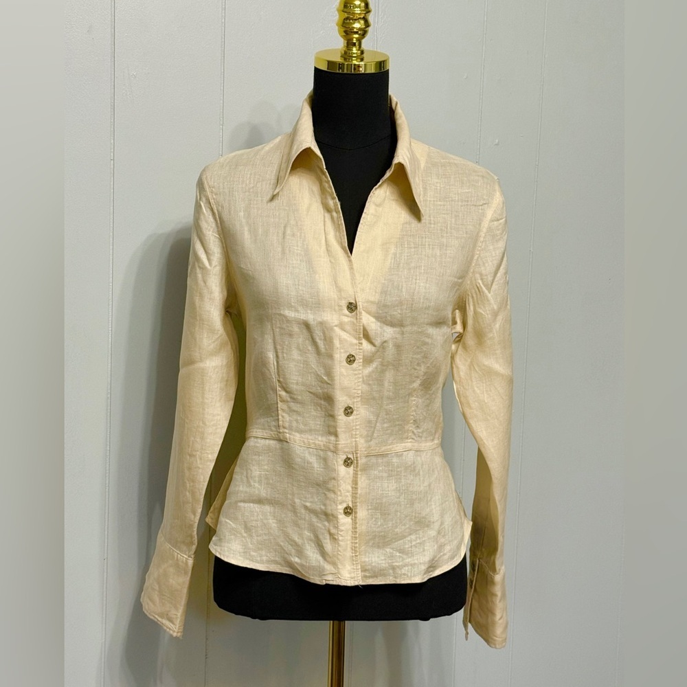 #14) Anne Klein Beige Button-Down Women's Shirt